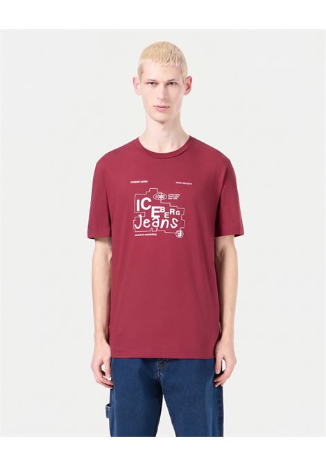 T-shirt in jersey con stampa bordeaux ICEBERG | F016 P4004624